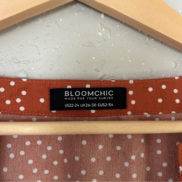 Bloomchic Orange Polka Dot Ruffle Sleeve Blouse Casual 22 24 - Picture 2 of 4